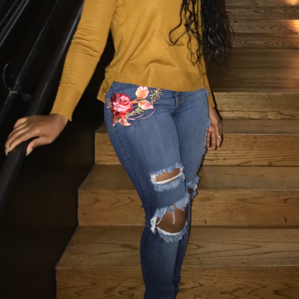 High waisted skinny jeans